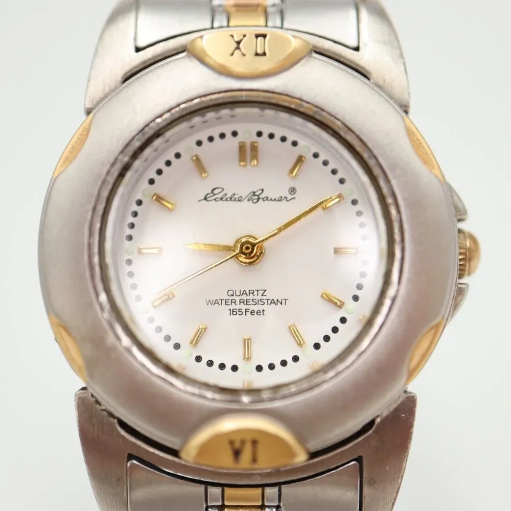 Eddie Bauer Diver Watch Women 25mm Two Tone Steel Bracelet with New Battery